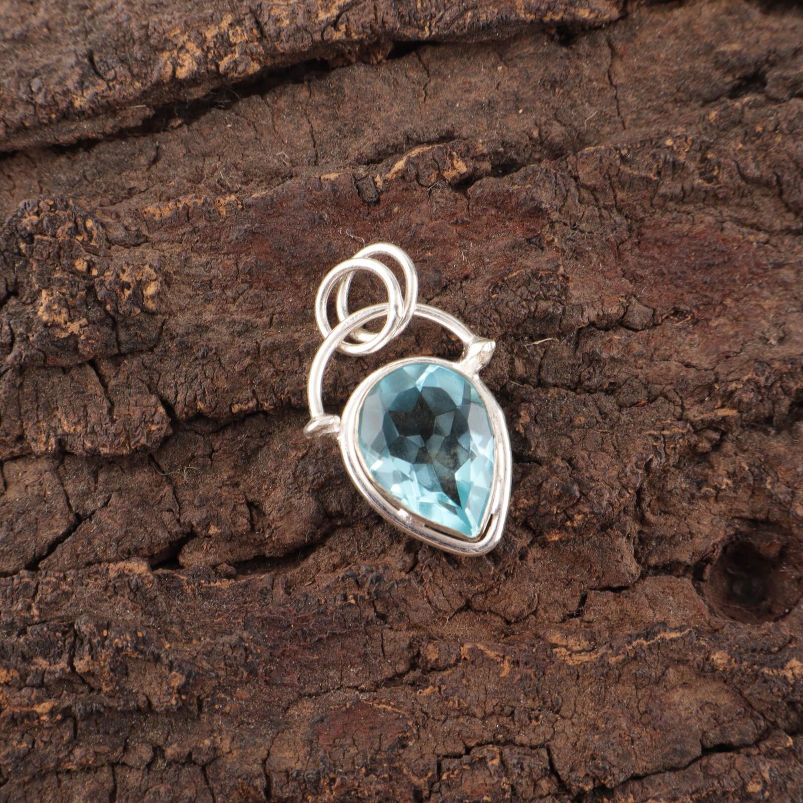 

Груша Небесно-голубой Топаз Драгоценный камень Подарок лучшему другу Подвеска в стиле ар-деко Стерлинговое серебро PP-56-16