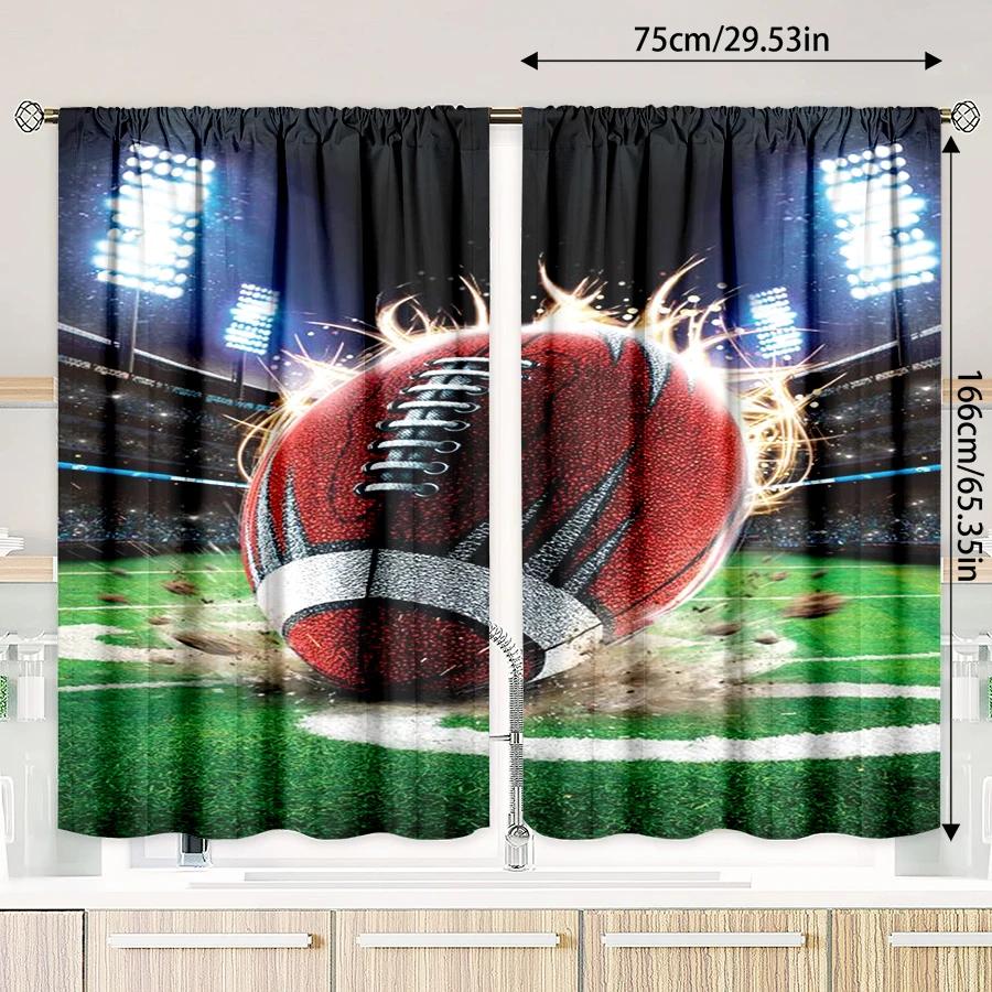 Rugby-Muster Gedruckte Vorhänge Weihnachtsdekorationen Schlafzimmer Wohnzimmer Heimdekoration Hergestellt aus Polyester Tolle Deko