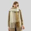 Color matching mohair scarf women's autumn and winter advanced sense thickened warm versatile scarf simple versatile scarf