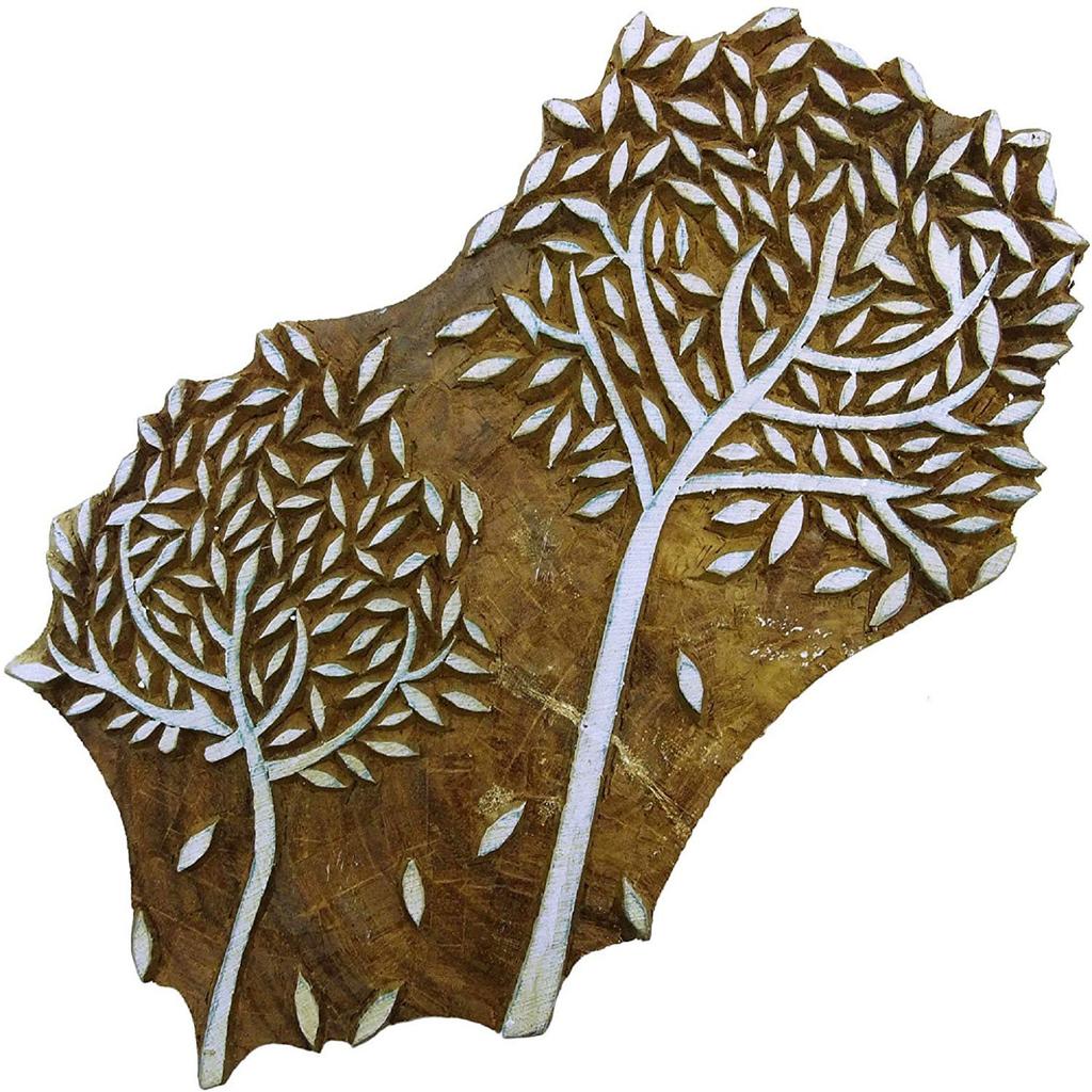 Hand Printing Wooden Block Tree Print Pattern Textile Print Blocks Stamps