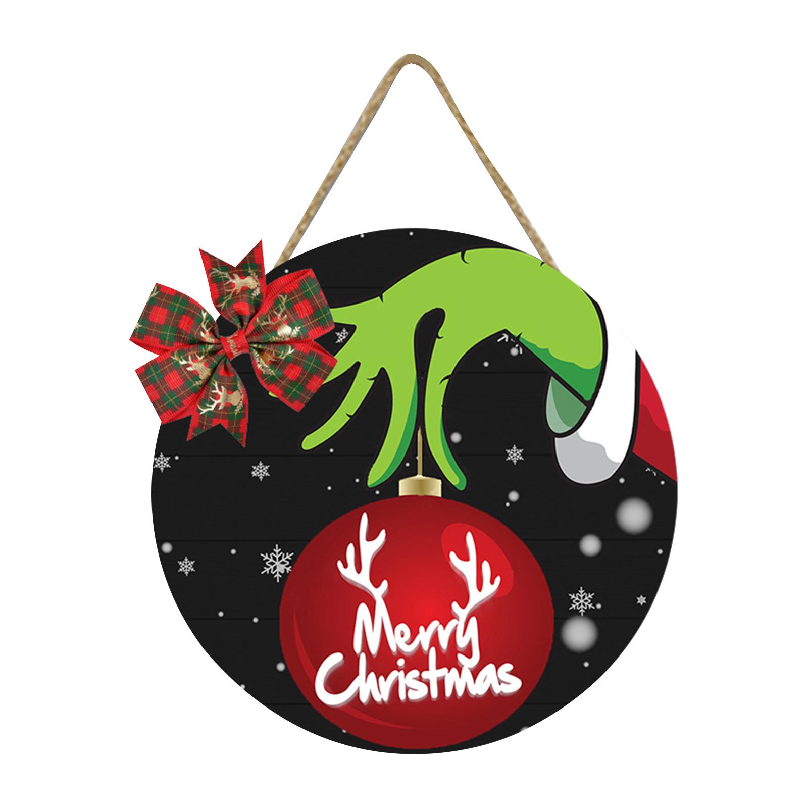 

Festive Christmas Hanging Ornament with Bow, Holiday Decoration, Merry Christmas Sign for Home Decor