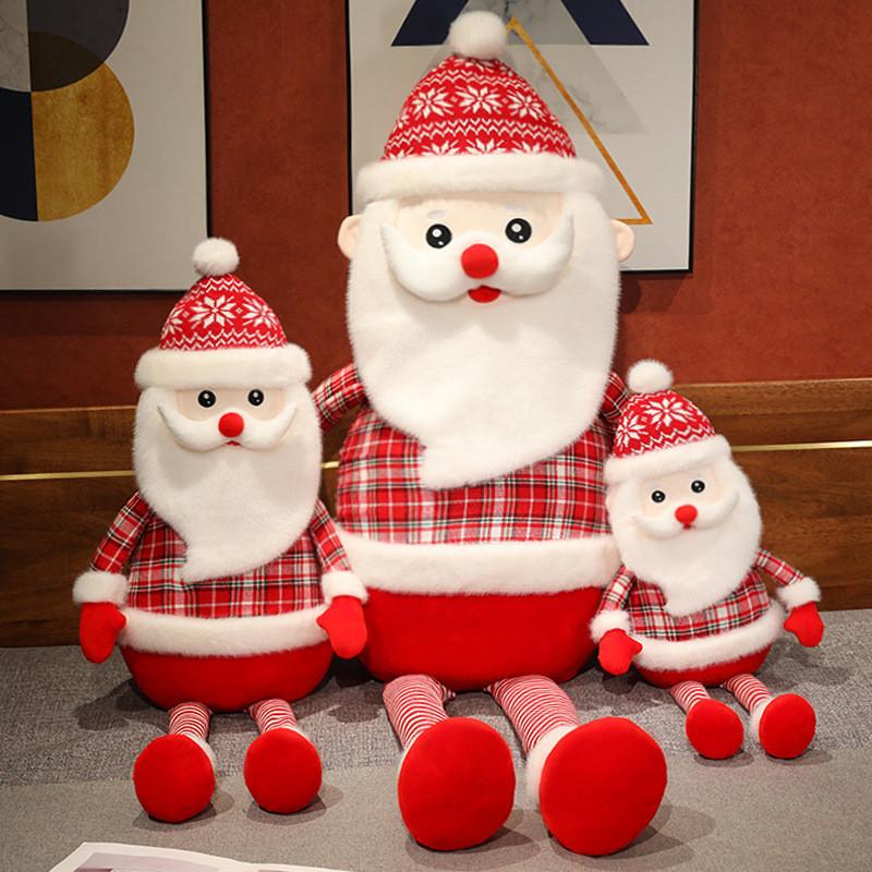 Creative Plush Santa Claus Doll With Long Legs Soft Cotton Outfit For Festive Decor
