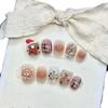 Sticker Christmas Nail Short Round Santa Bear Christmas Tree Powder Bow Blusher