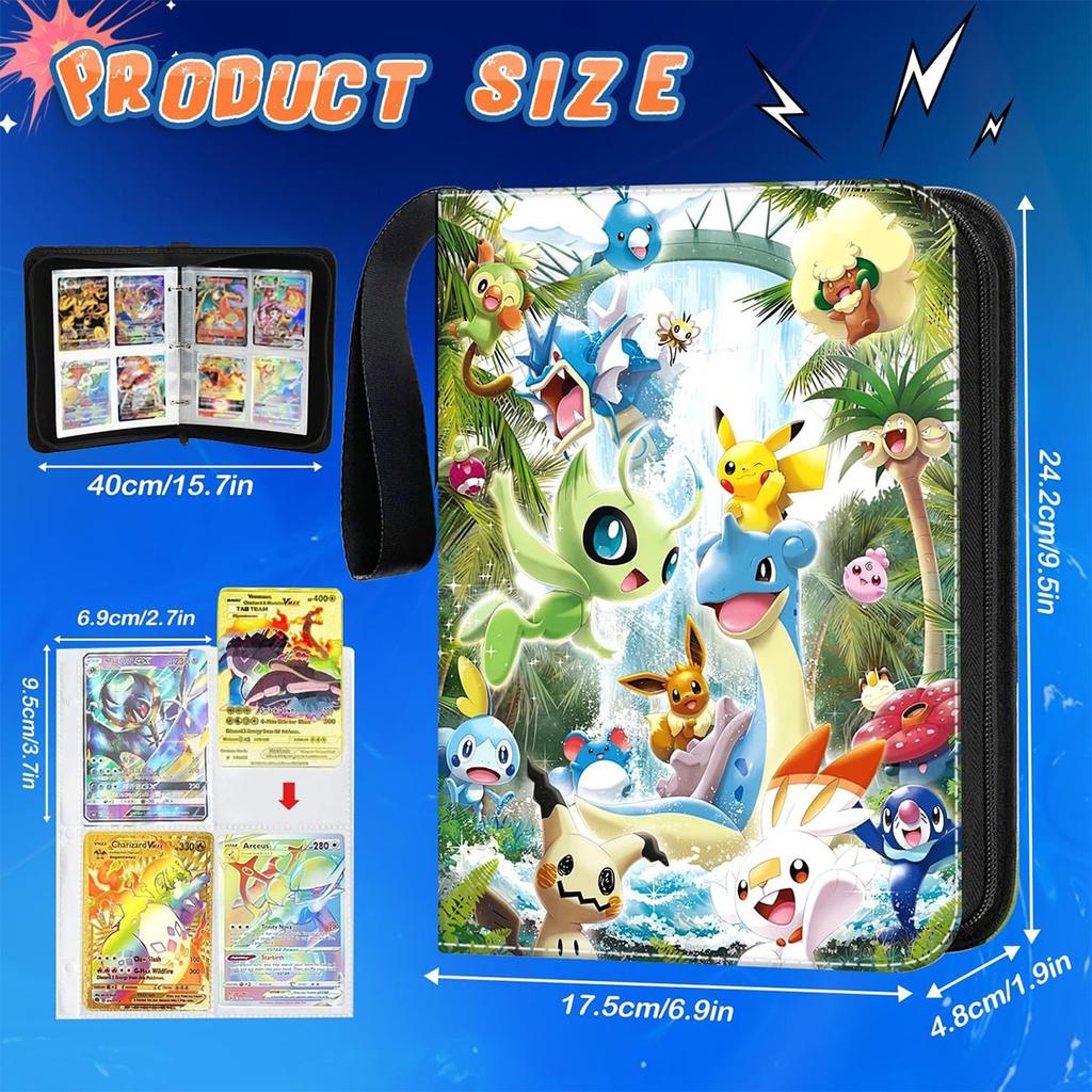 Card Album 4 Compartments 400 Slots 50 Pages 24x18x5cm Multicolor Wear Resistant Waterproof