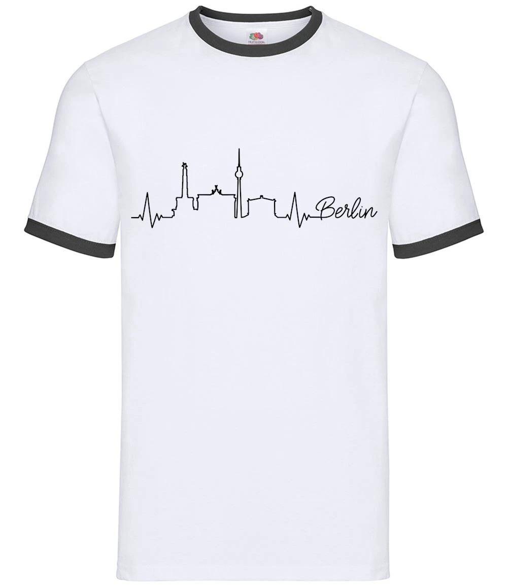 Berlin Heartbeat - Mens Ringer - Germany Skyline German City Love Place L