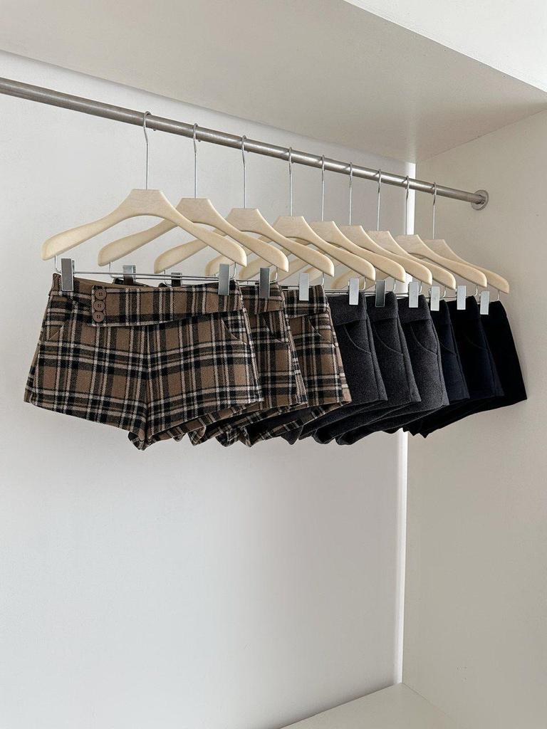 Damen Woll-A-Linien-Shorts für Herbst/Winter: Dicke, Schlankmachende, Bootcut-Stil, Scharfe Heißhosen.
