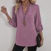 2026 Spring/Summer Women's Casual Plus Size V-Neck Solid Color Shirt