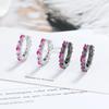 925 Sterling Silver Black Gold Inlaid Red Zircon Earrings Anniversary Birthday Wedding Party Gift