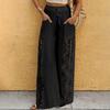 Ladies' Casual Wide Leg Pants With Lace Patchwork Pants