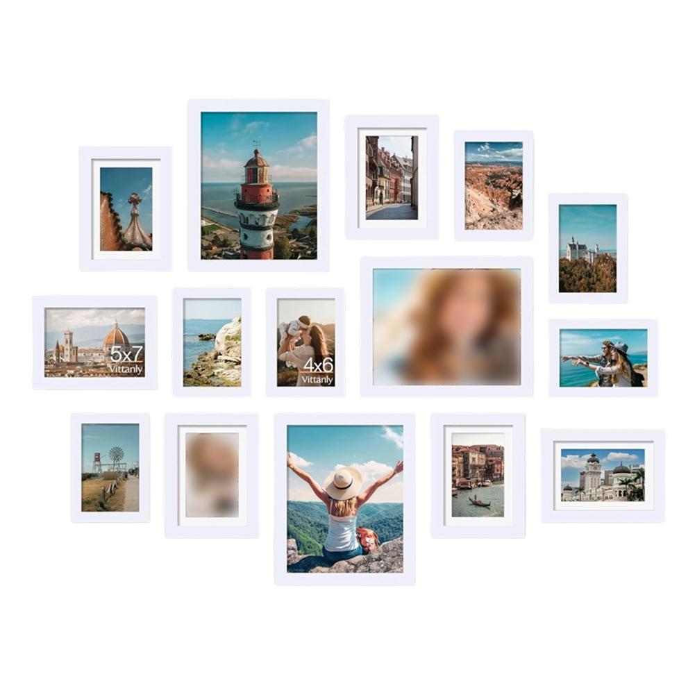 Picture Frames Set 15 Pack for Home Wall Decor For Family Gallery Collage Frames with Pre Installed Stands and Hooks