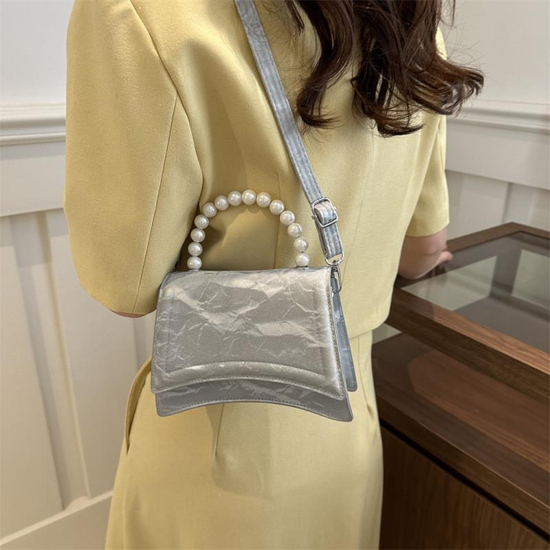 Stylish Vintage Small Square Crossbody Bag In Black Silver Blue White Pink