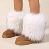 Winter women faux fur snow boots warm short plush lining fluffy fashion furry shoes woman platform suede leather ankle boots