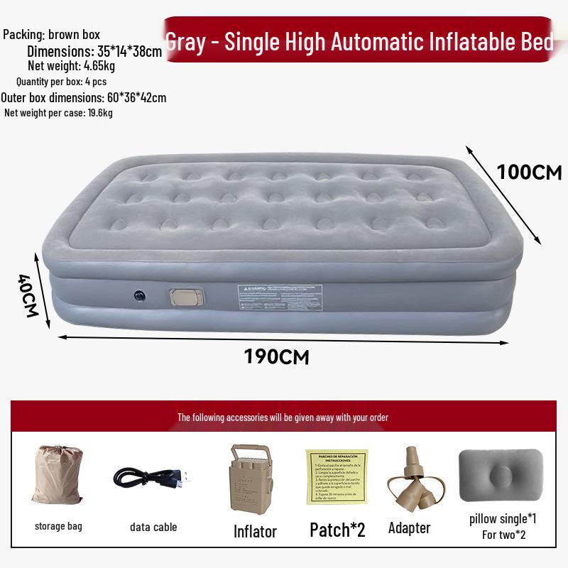 Office Nap High-Grade Flocking Inflatable Bed - Easy Storage, Lightweight, One-Button Setup Sleeping Pad