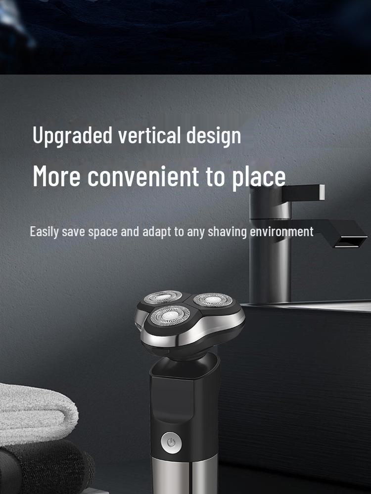 Aparat de bărbierit electric inteligent Cross-Border pentru bărbați: Cap plutitor cu trei lame, reîncărcabil prin USB, complet lavabil.