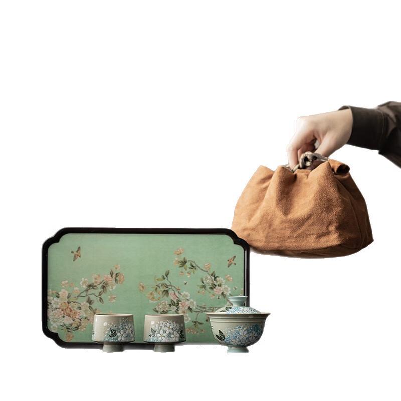 Jialang National Style Hand-painted Oncidium Ceramic Travel Tea Set