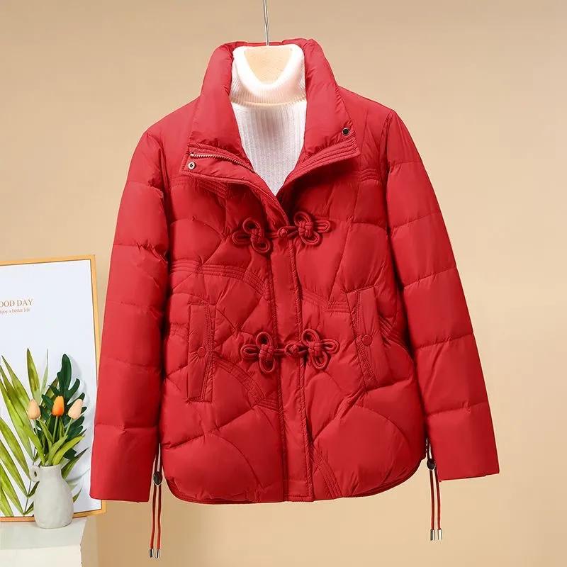 Chinese Disc Buckle Down Padded Jacket, Short Fashion, Warm, Thickened Stand-up Collar Jacket, Winter Padded Jacket