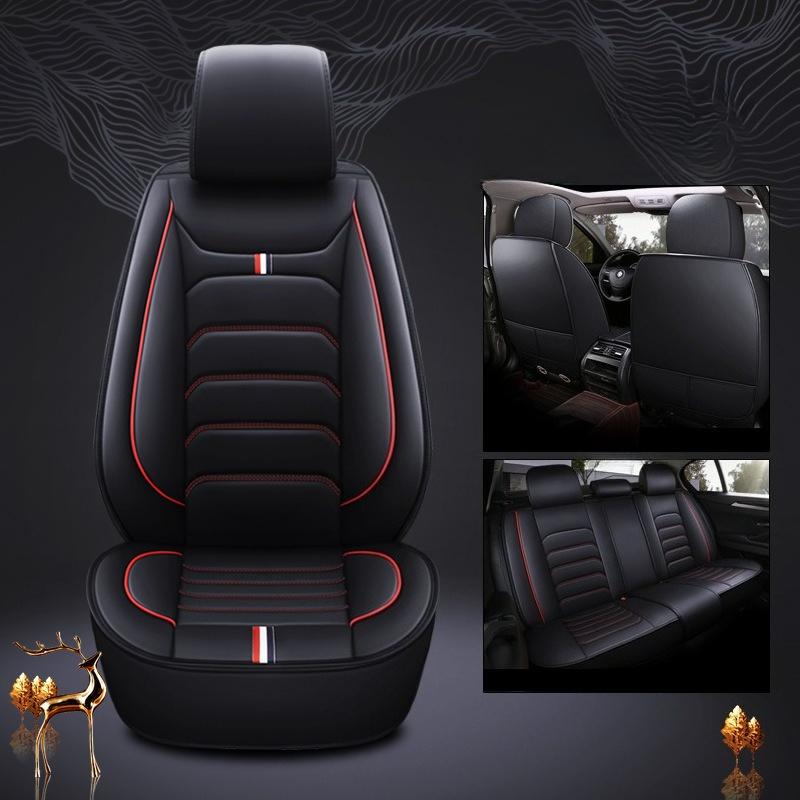 5-osobowe Pokrowce na Fotele Samochodowe ze Skóry PU z Stałym Podparciem Lędźwiowym, Wygodne, Oddychające, Stylowe, Pełne Pokrowce na Fotele Samochodowe, Pokrowce na Fotele Samochodowe na Cały Rok