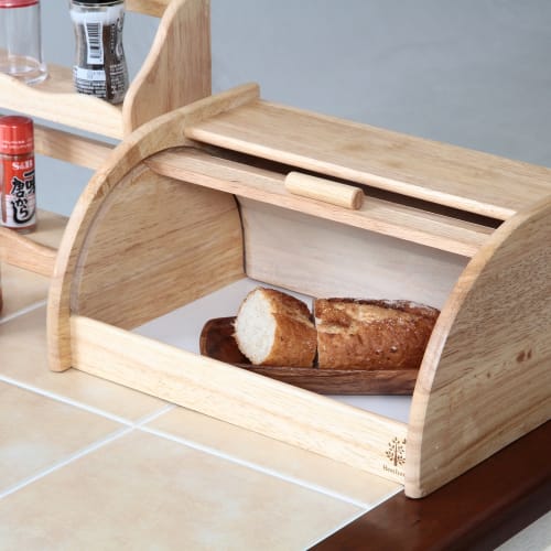 Fuji Boeki Bread Case, 33cm Wide X 23cm Deep X 16cm High, Natural Wood, Kitchen Storage, Bread Storage Case, Bonheur, 94381