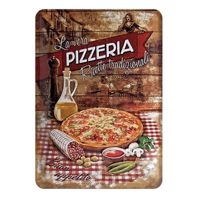 Pizza Retro Vintage Metallblechschild - Klassisches Plattenbild, Wanddekoration für Pizzeria Restaurant Esszimmer