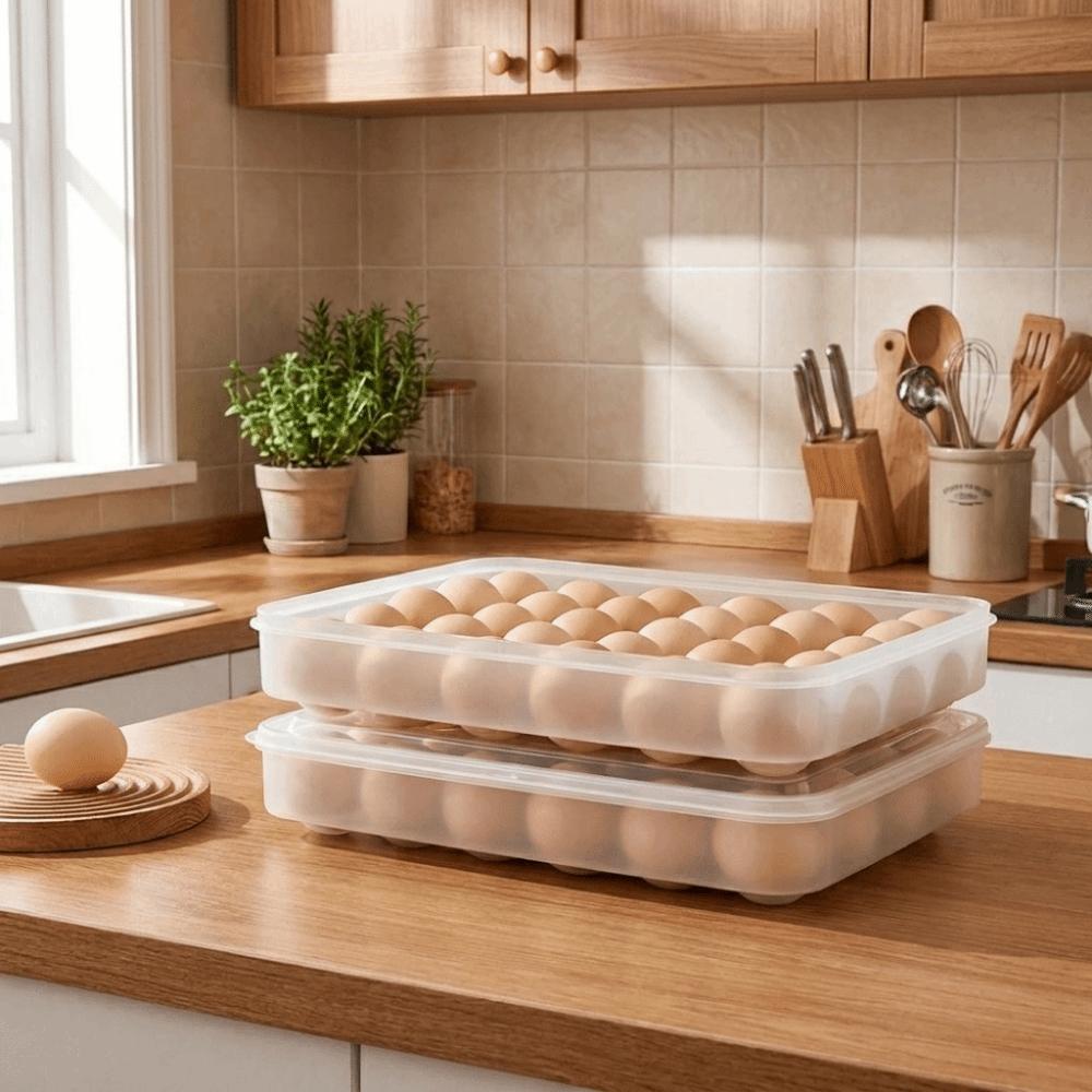Plastic Refrigerator Egg Holder 30 Grids Egg Tray Practical Egg Storage Box Home Use