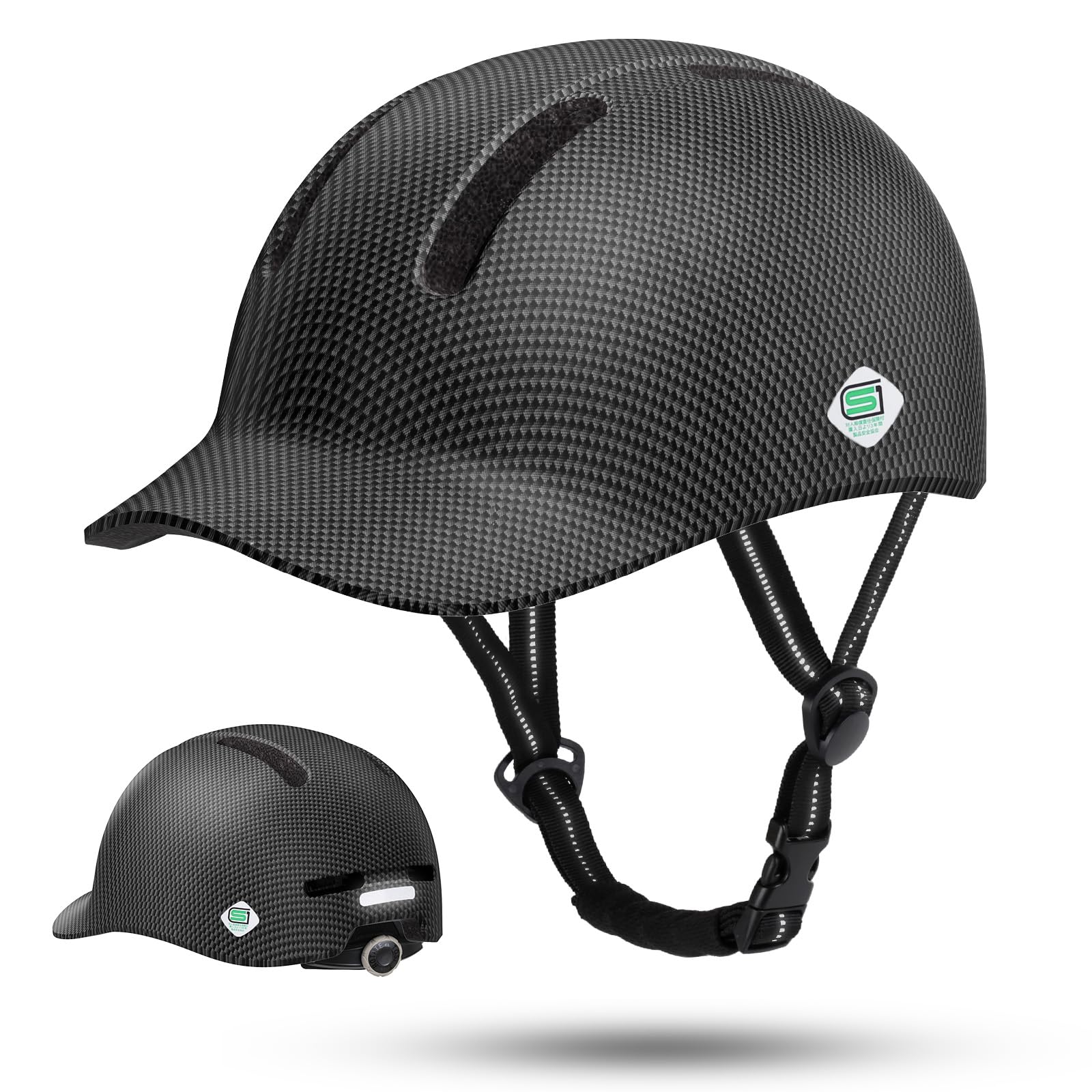 

Велосипедная шапка Issufel SG Standard EN1078 High Ultra Cap City School Регулируемая карбоновая модель [сертификация SG] Шлем, тип, взрослый, студенческий, [M/L/XL]
