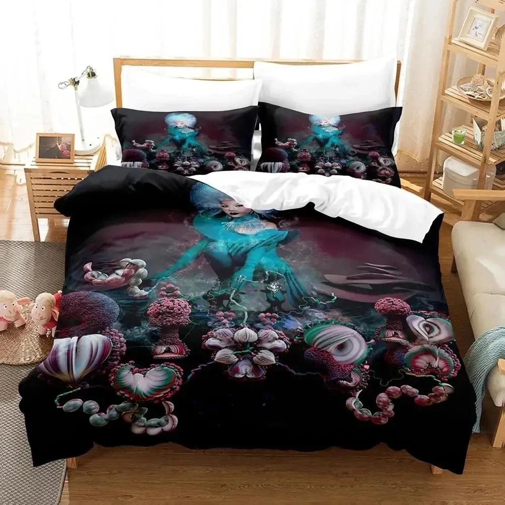 Juego de Cama de la Cantante Bjork Björk Funda Nórdica Juego de Cama Cubre Edredón Funda de Almohada Edredón Tamaño King Queen Niños Adultos Juego de Cama