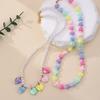 2pcs Pastel Heart Beaded Pearl Necklace Set – Kawaii Colorful Layered Choker for Girls, Cute Y2K Jewelry