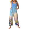 Women's Casual Jumpsuit, Sleeveless Printed Cotton Jumpsuit