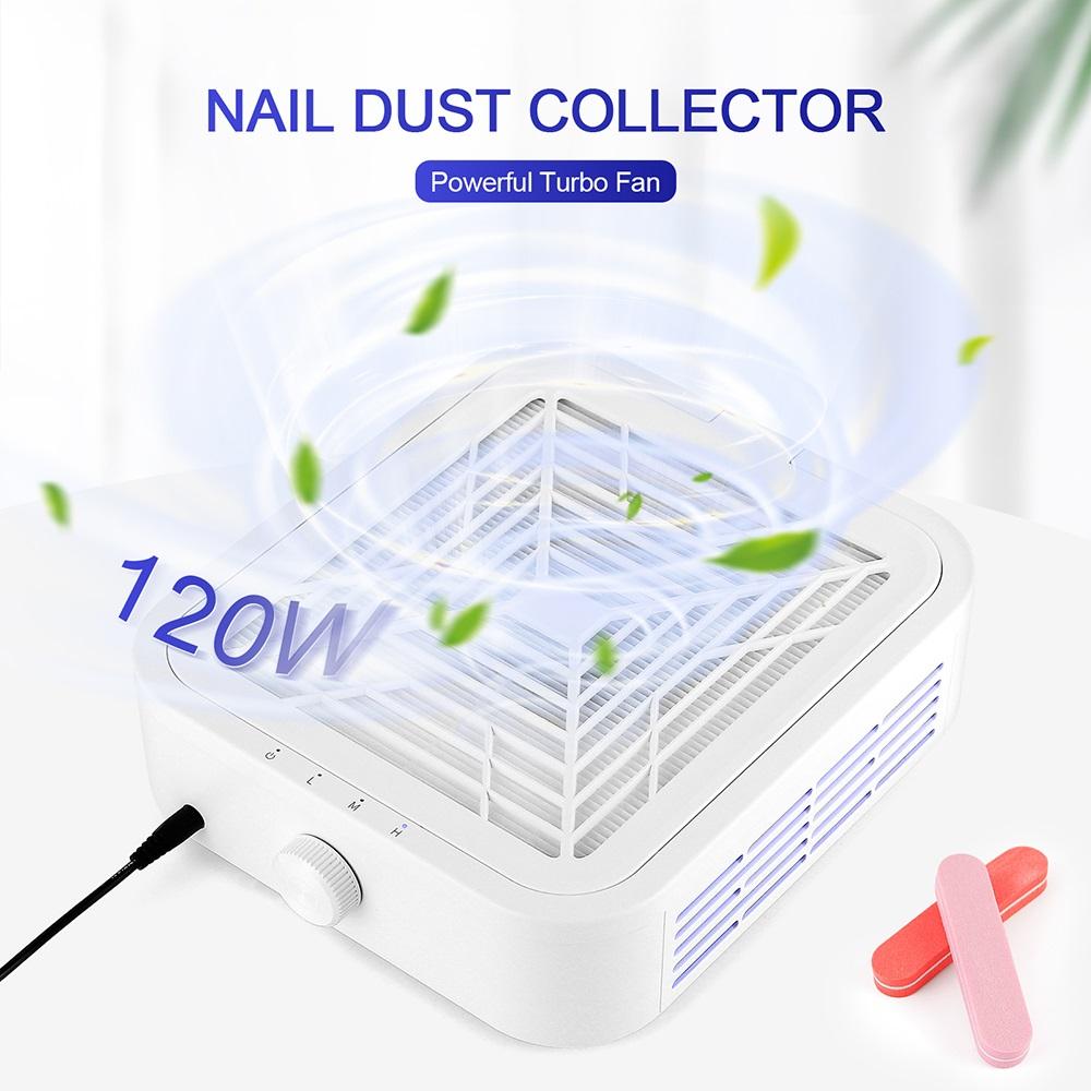 120w Brushless Turbo Nail Dust Collector Strong Suction Nail Vacuum Cleaner Speed Adjustable Nail Art Manicure Extractor Fan