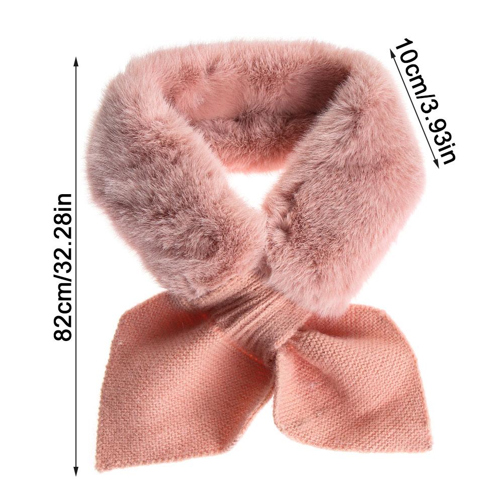 Korean Windproof Women Faux Fur Rabbit Knitted Wool Scarf Thicken Neck Guard Scarves Warm