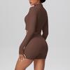 Women's Slim Fit Zip-Up Jacket & High-Waist Butt-Lifting Shorts Yoga Set