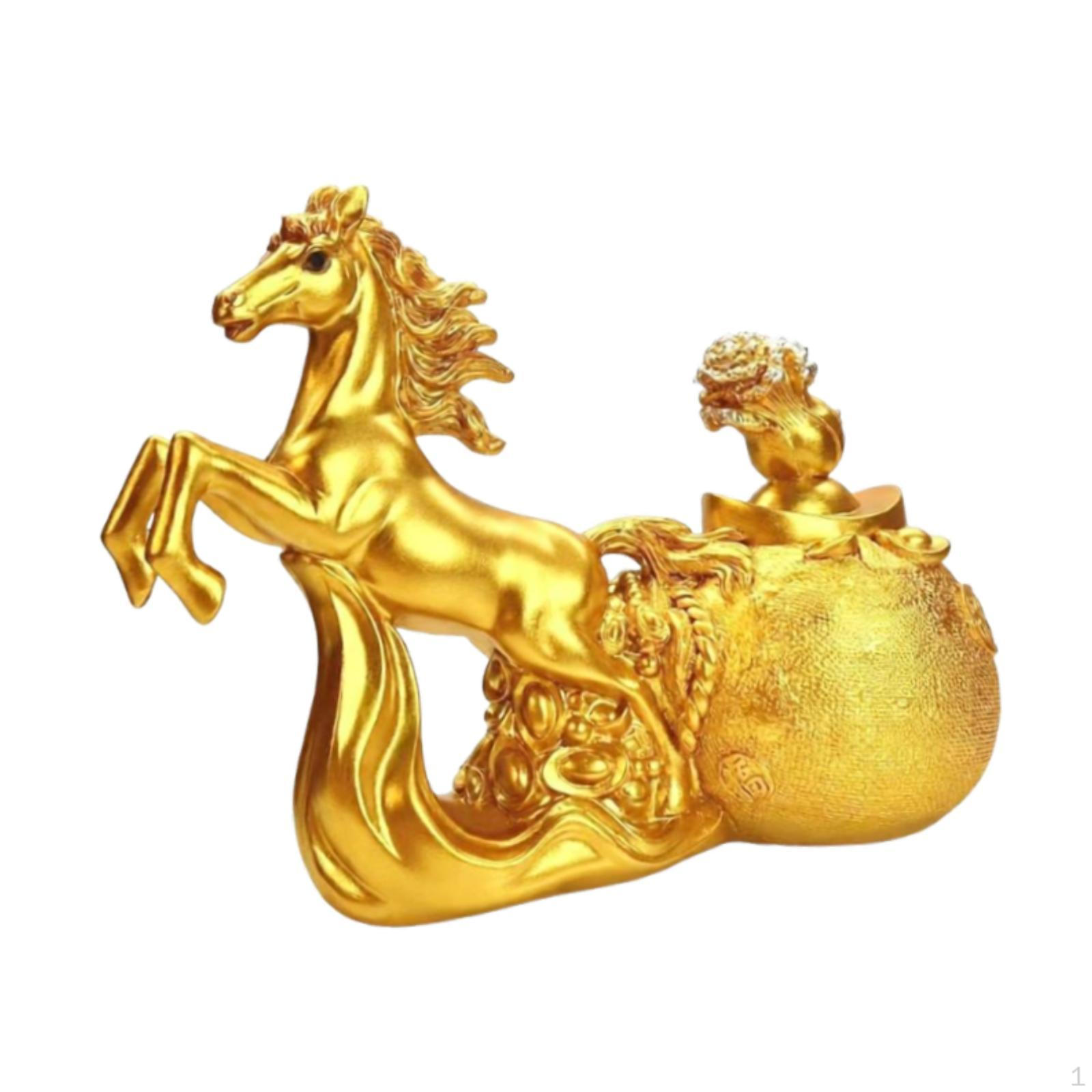 

Chinese Horse Figurine, Table Decoration, Resin Animal Sculpture, Holder - According to Feng Shui, 26x19cm