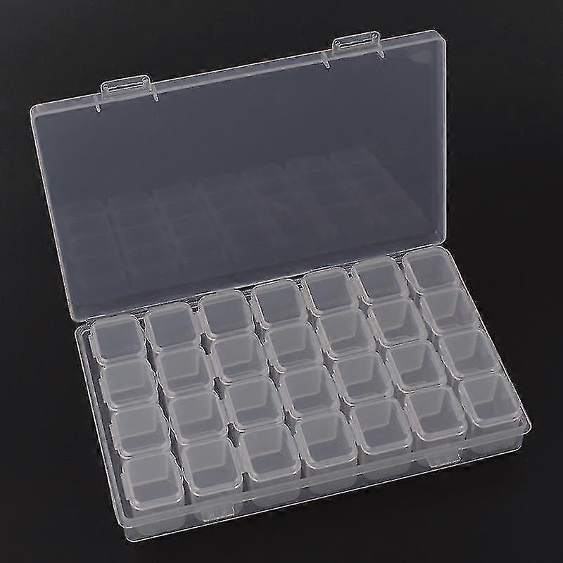 2pcs 28 Compartment Plastic Storage Box 5d Diamond Embroidery Accessory Container For Diy Nail Diamonds Storage