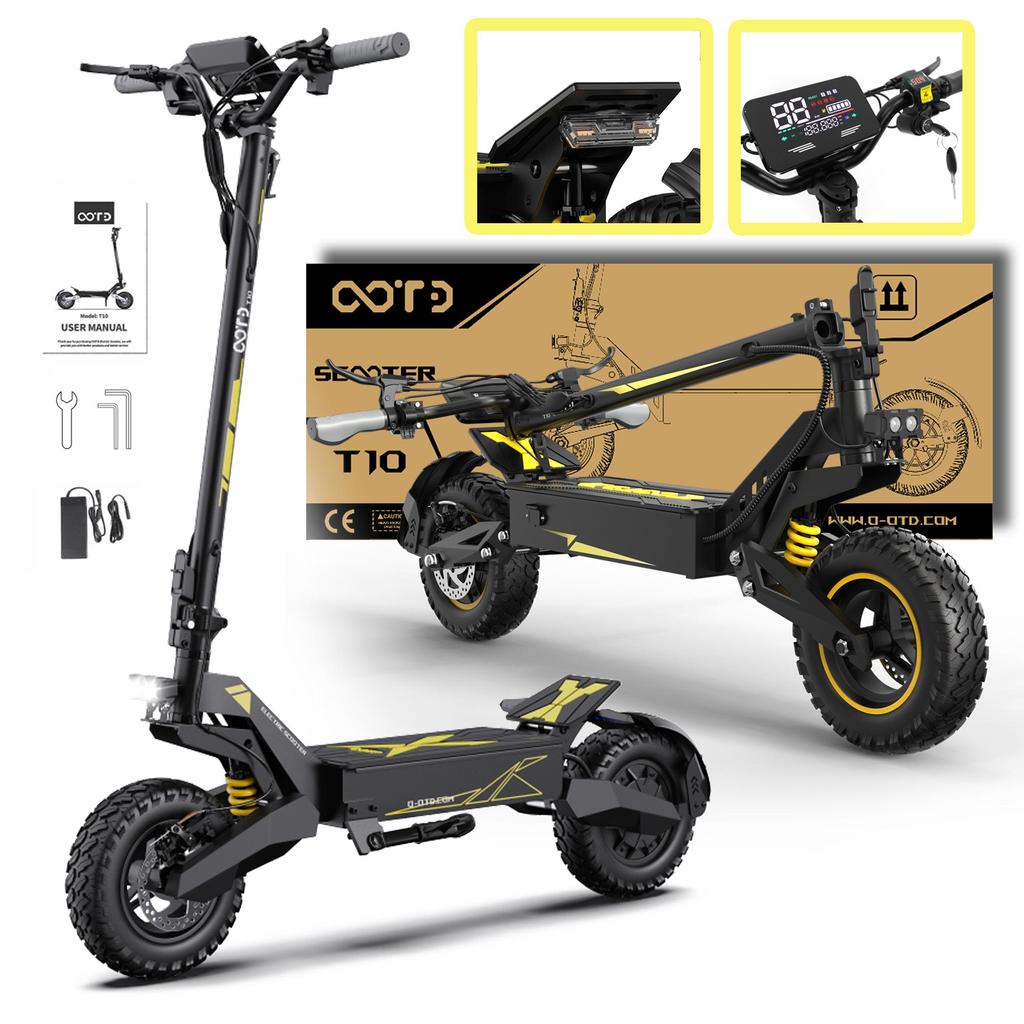 Trotinetă Electrică T10 pentru Adulți, Baterie 48V 13.5AH Motor Puternic 900W Roți de 11 Inch pentru Orice Teren Trotinetă Electrică Pliabilă & Afișaj LCD