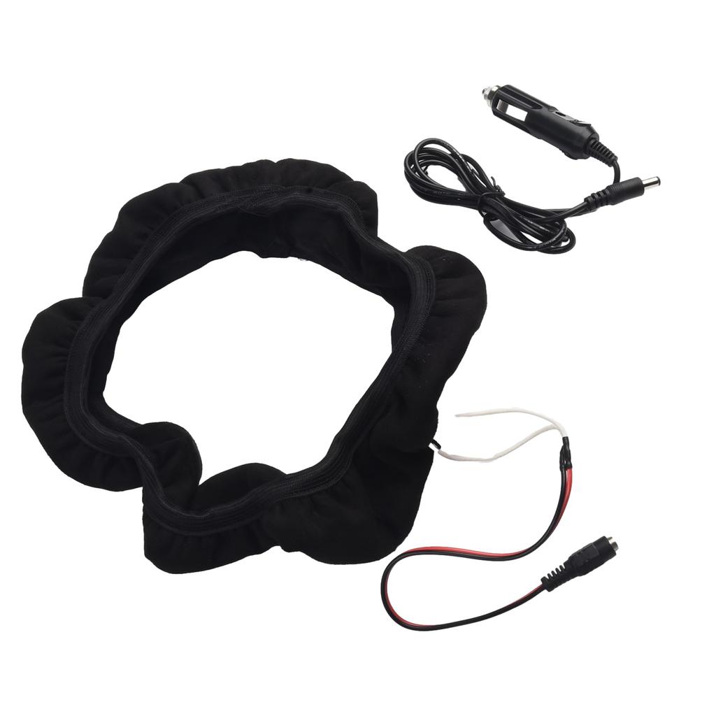 38cm Heated Steering Wheel Cover 12V Electric Heating Cover Soft Plush Cover 10w Heated Steering Wheel Cover Accessories