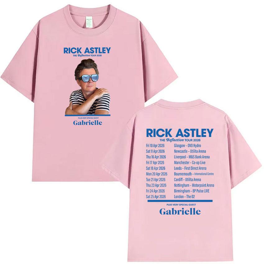 Rick Astley Reflection Tour 2026 Print T Shirts Unisexs Retro High Quality Fashion Tshirt Casual Oversized Cotton Tees Streetwear
