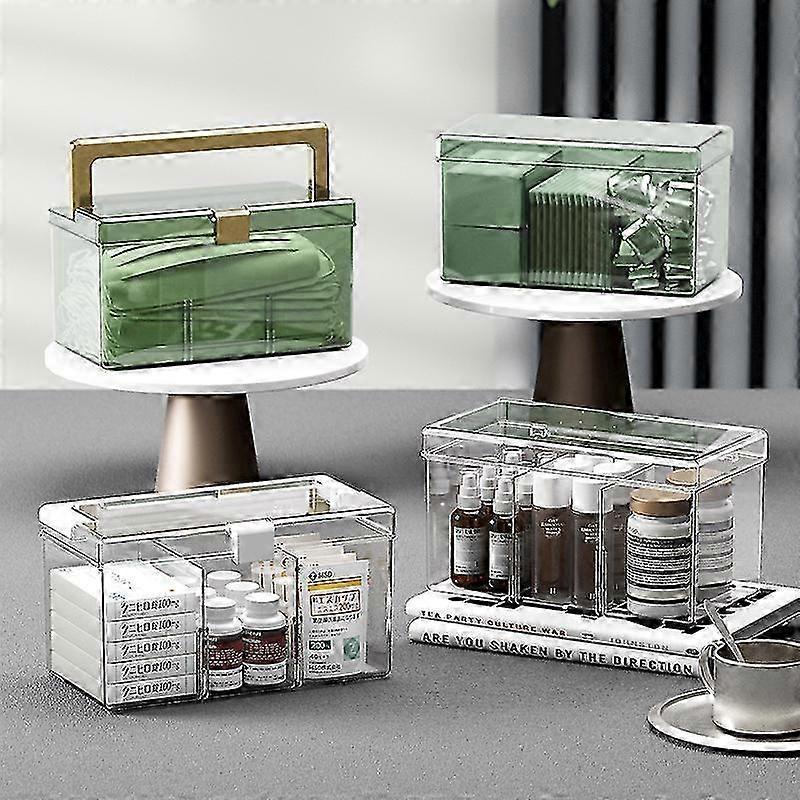 Large Makeup Organizer Canister for Cotton Balls Swabs Storage Bathroom Handle,White