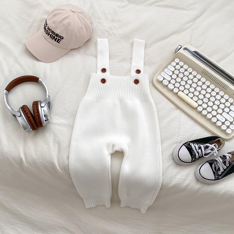 Autumn Knit Infant Romper: Korean-Style Overalls for Baby Boys & Girls