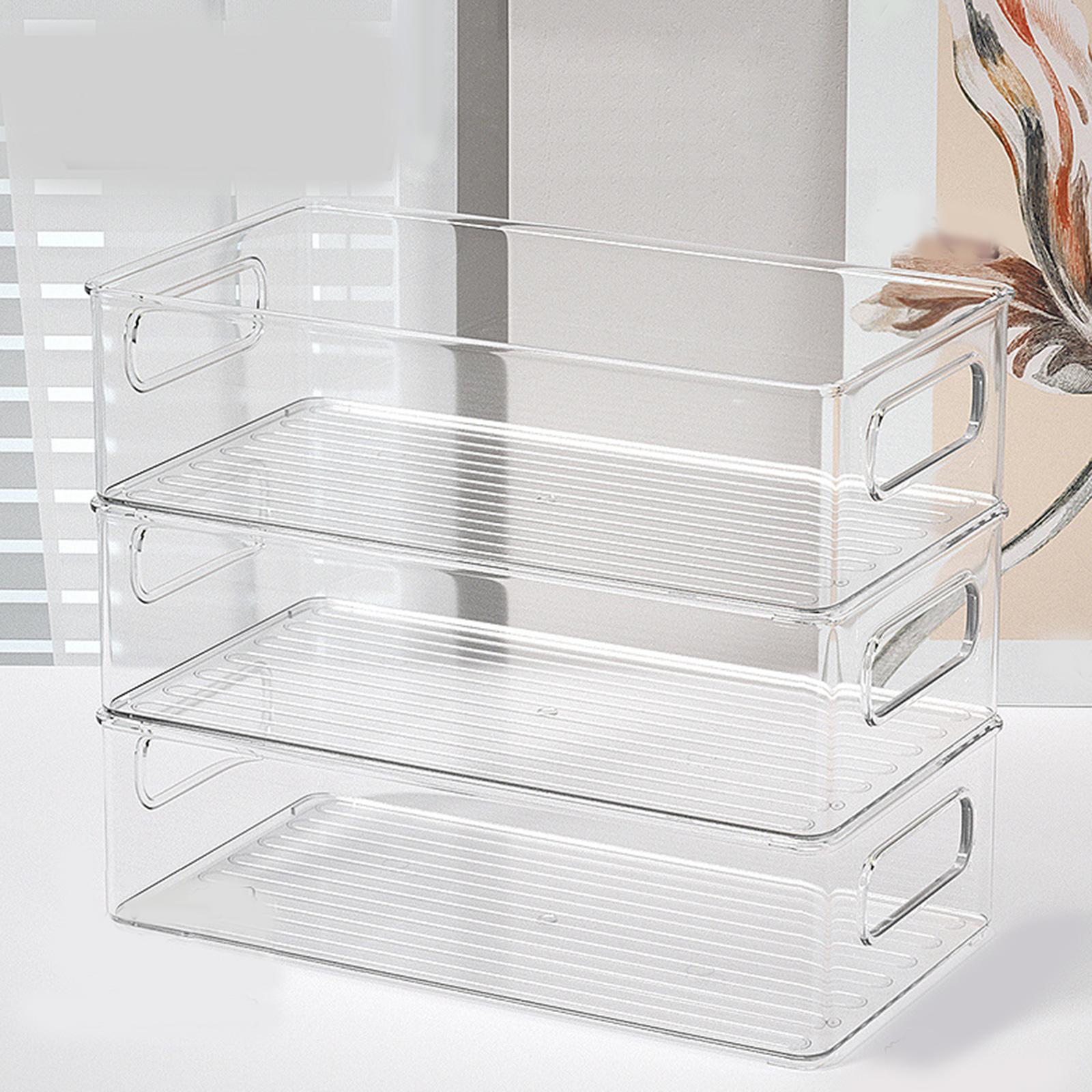 Organisateur De Réfrigérateur, Tiroir De Rangement Transparent, Bac De Rangement En Acrylique Avec 2 Poignées, Boîte De Rangement Pour Salle D'étude, Armoire, Chambre À Coucher, Réfrigérateur, Cuisine
