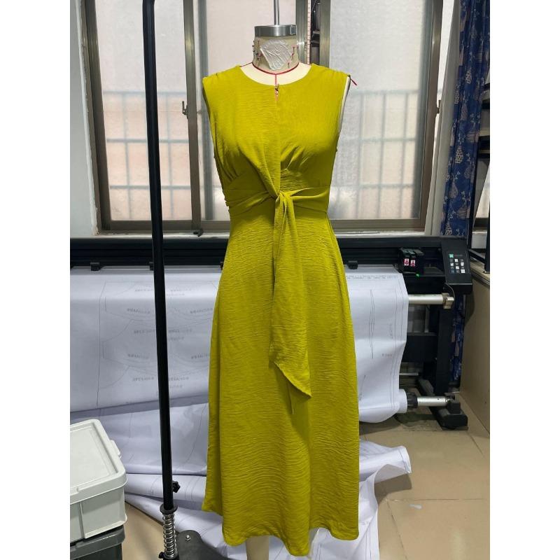Elegant Sleeveless Front Thin Straps Belted Midi Dress for Summer Women's Solid Color Party A-Line Dress Slim Fit Fashion Evening Dresses