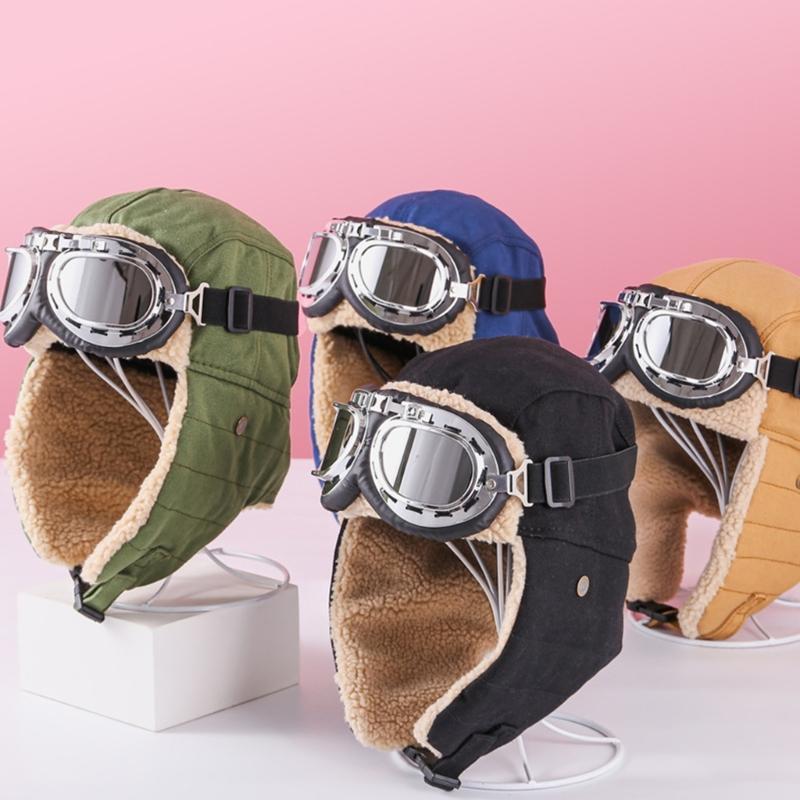 Thick Ushanka Costume Hats Cool Goggles Earflaps Soft Cosplay Bucket Hat Costume Hats Soft Ushanka Hat