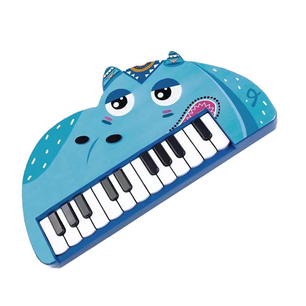 Piano Keyboard for Kids Cartoon 22 Keys Early Educational Animal Toddler Electronic Piano Toys Hippo Style
