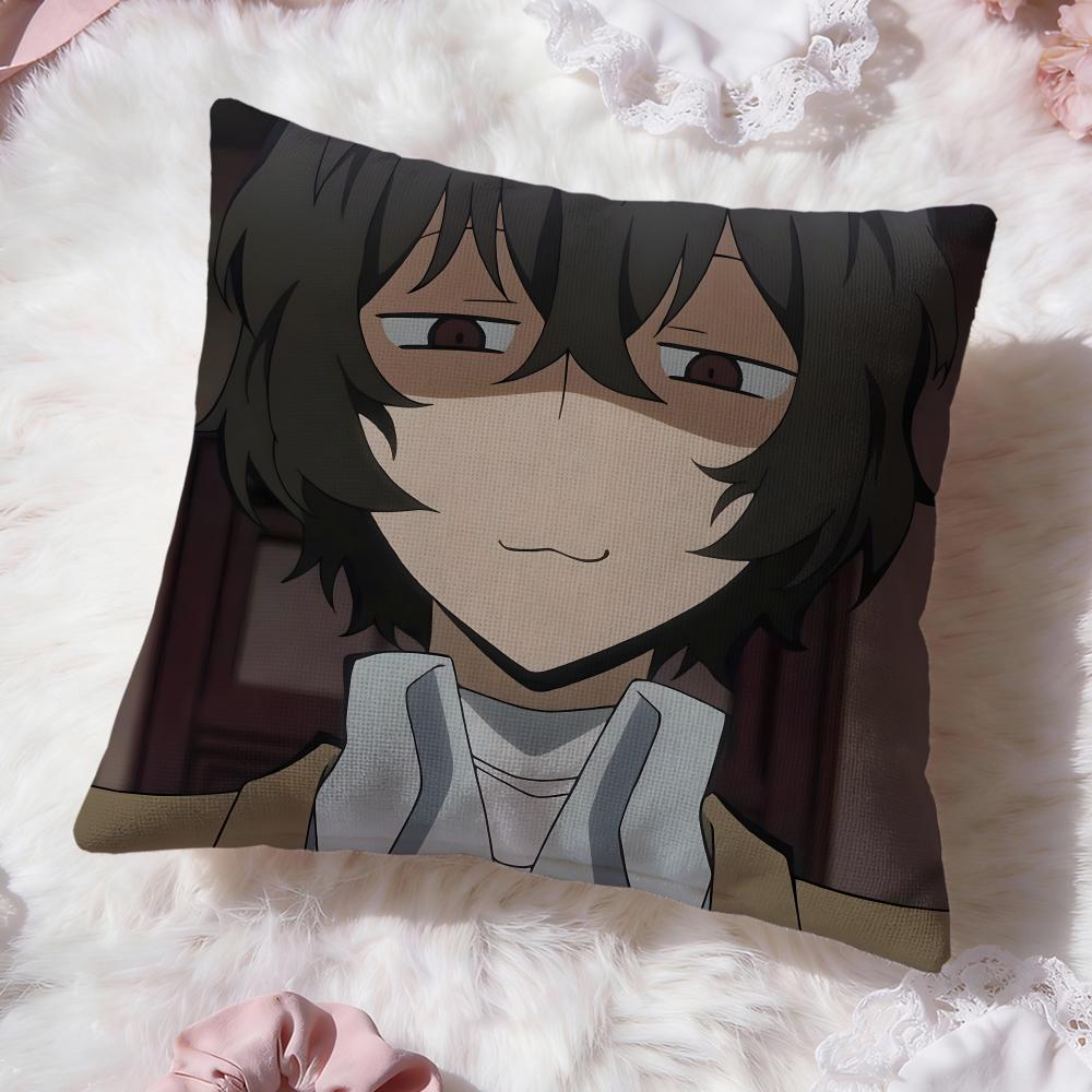 b-Bungo Stray Dogss Cushion Cover Premium Comfort Reversible Pillow Cove -Two in One Design for Any Room & Car Interior
