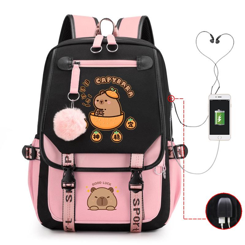 Campus Universal School Bag Kapibara Personality Trend USB Multifunctional Backpack Student New