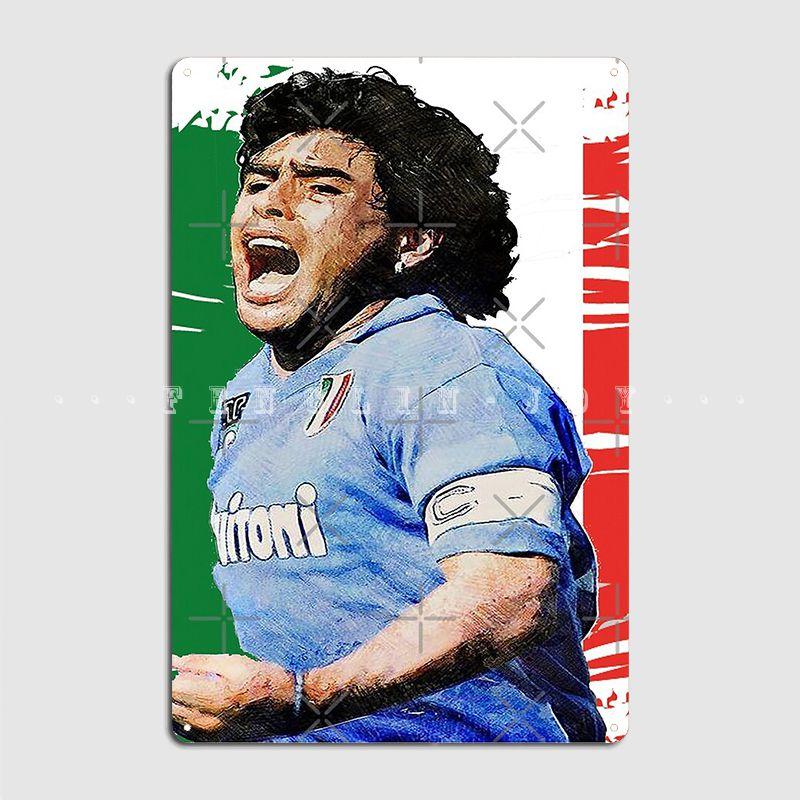 

Diego Armando Maradona Napoli Italia Flag Design Poster Metal Plaque Wall Mural Mural Classic Painting Décor Tin Sign Poster 20x30cm（7.8x11.8inch）