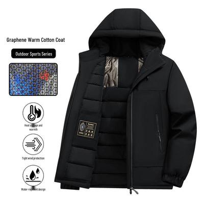 Men's Thick Waterproof Graphene Cotton Jacket, Winter Hooded Couple Style