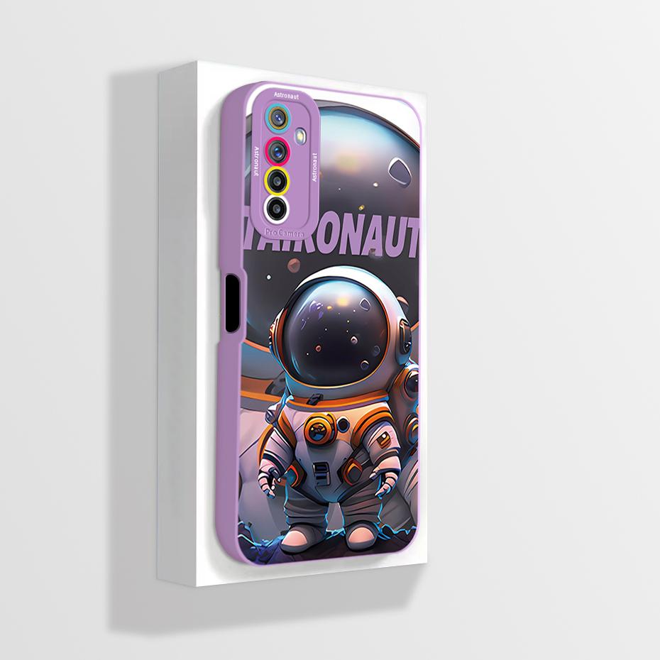For Realme 6 Pro RMX2063 Case Realme 6 RMX2001 Phone Case Aesthetic Cartoon Astronaut ShockProof Soft Silicone Back Cover Fundas