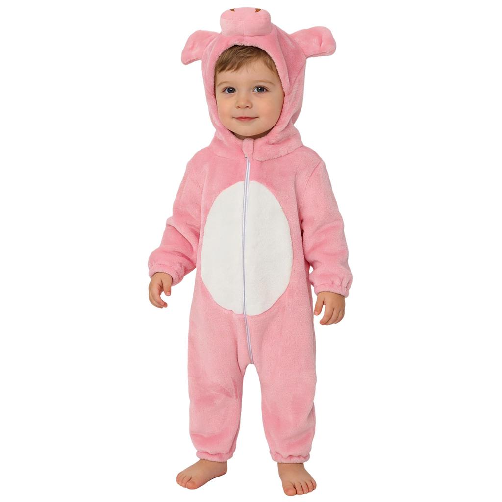 Unisex Toddler Animal Jumpsuit: Complete 3D Tail Costume with Hood, Zip-Up Long Sleeve for Theme Party & Home Play