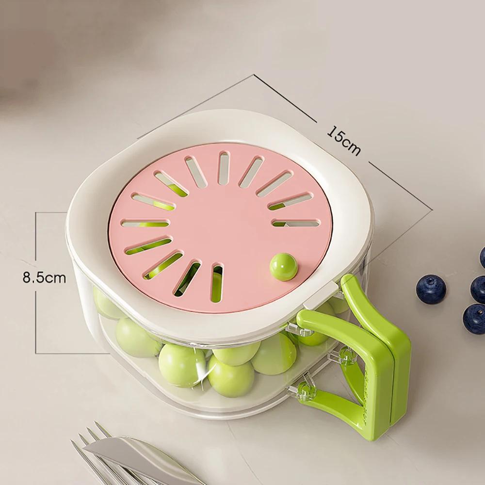 

Double Layer Fruit Bowl with Drain Lid Handle for Fruit Vegetables Filter Washing Basket Multifunctional Kitchen Accessories