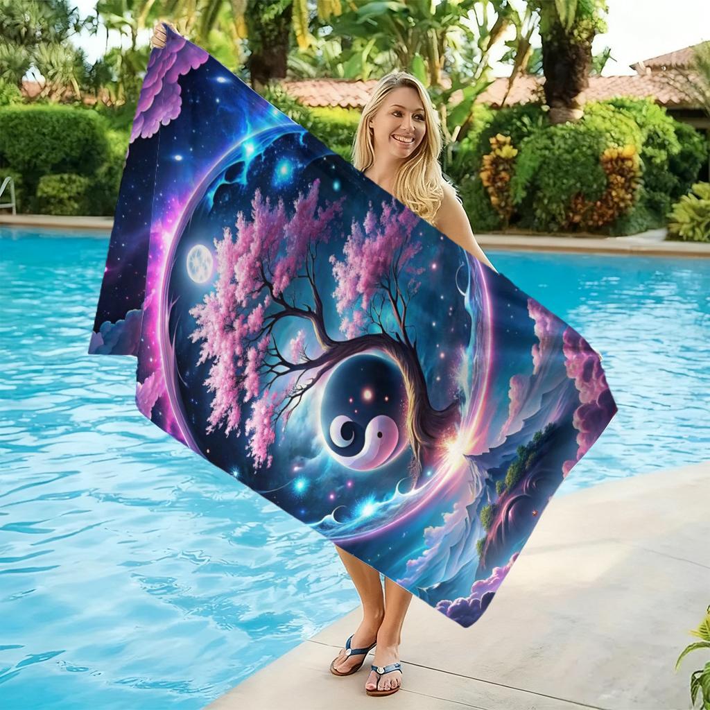 Tai Chi&Tree of Life Beach Towel Quick-drying Small To Large Towel Suitable for Beach Pool Gym Yoga Home Gift for Friend Family